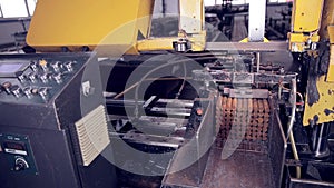 Metall cutting. Automated industrial machine.