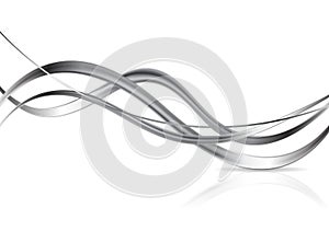 Metallic abstract waves on white background