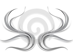 Metallic abstract waves on white background