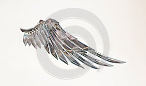 Metallic angel wing.Freedom symbol