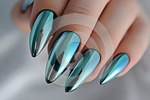 Metallic Aquamarine Manicure - Stunning Nail Art