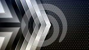 Metallic arrows on dark perforated background tech motion design. Seamless looping. Video animation Ultra HD 4K 3840x2160