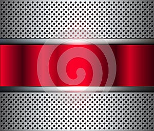 Metallic background with perforated holes pattern photo