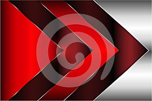 Metallic background.Red and silver with dark space.Arrow shape metal technology concept