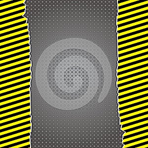 Metallic background with warning stripes