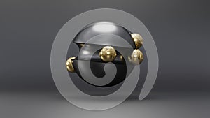 Metallic ball in the style of futurism. Animation Abstract 3d Render.