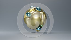 Metallic ball in the style of futurism. Illustration Abstract 3d Render