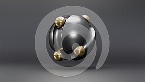 Metallic ball in the style of futurism. Illustration Abstract 3d Render
