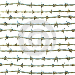 Metallic barbed wire illustration, 3d rendering