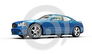 Metallic Bright Blue Fast Car