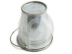 Metallic bucket against the white