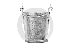 Metallic bucket on white