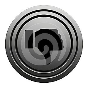 Metallic Button with Thumbs Down Icon on a White Background dislike negative