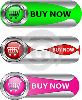 Metallic Buy Now button set