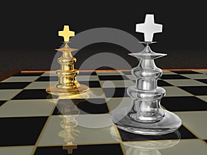 Metallic chess pieces