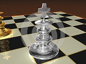 Metallic chess pieces