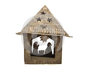 Metallic christmas decoration lantern with stars