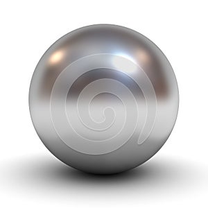 Metallic chrome sphere over white photo