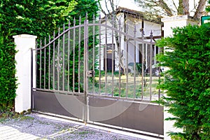 Metallic classic portal home grey iron classical gray steel vintage metal silver house gate