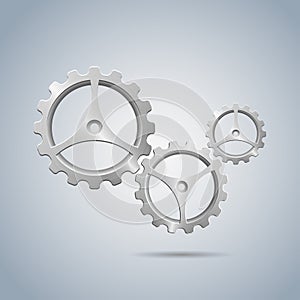 Metallic cogwheels with brushed surface and three spokes