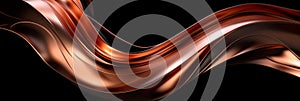 A metallic copper curl unwinding on a black background, suggesting a sense of fluidity and movement.