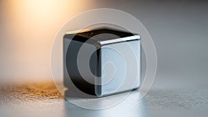 The background is softly blurred emphasizing the focus on the cube