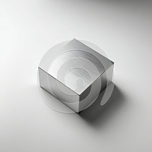 Metallic Cube on White Background