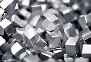 metallic cubes falling hitting white gray collision block cube background design abstract blue three-dimensional image