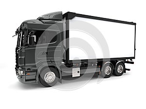 Metallic dark gray modern refrigerator truck