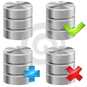 Metallic database icons
