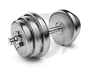 Metallic dumbbell. 3D Icon