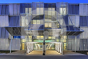 Metallic facade of ME Building, EPFL, Lausanne, Switzerland