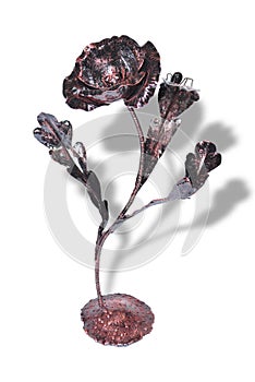 Metallic forged poppy flower isolated photo