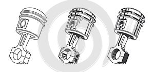 Metallic gear piston car engine part set