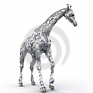 Metallic Giraffe 3d Model: Technological Design With Bold Structural Designs