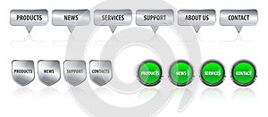 Metallic and glossy website design bar, menu elements