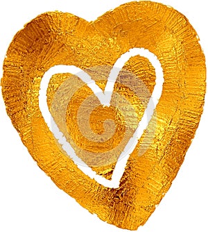 Metallic Gold Color Heart, digital painting