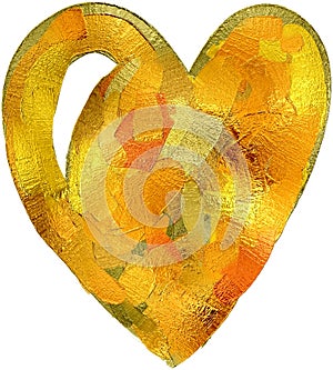 Metallic Gold Color Heart, digital painting