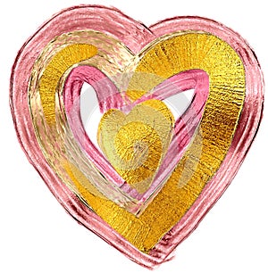 Metallic Gold Color Heart, digital painting