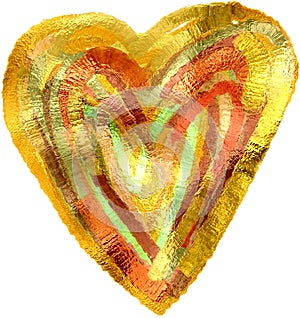 Metallic Gold Color Heart, digital painting