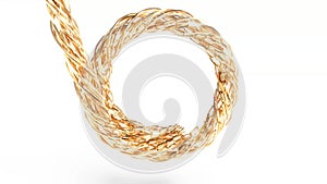 Metallic gold curve knot on white back rotate