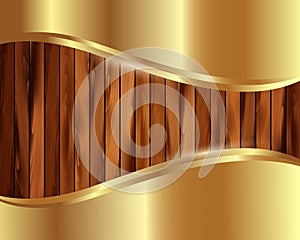 Metallic gold frame on a wooden background 20