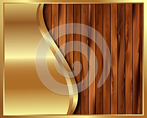 Metallic gold frame on a wooden background 6