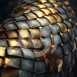Metallic Gold and Silver Scales Texture