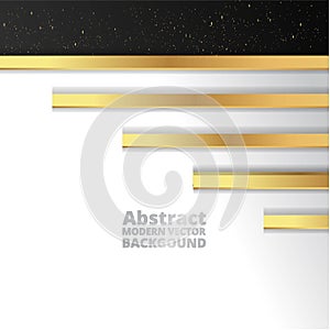 Metallic golden black 3d chrome elegant realistic geometric abstract modern vector background