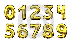 Metallic Golden Letter Balloon font numeral digit number alphabet