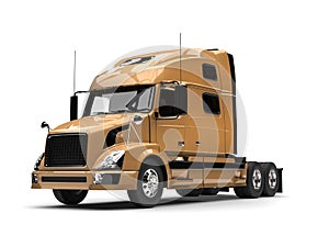 Metallic golden semi trailer truck