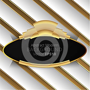 Metallic golden white 3d art deco elegant realistic geometric abstract modern vector background