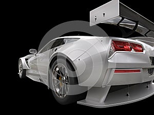 Metallic gray endurance sports car - taillight shot