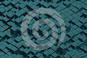 Metallic green cubes. Isometric abstract background. 3d illustration